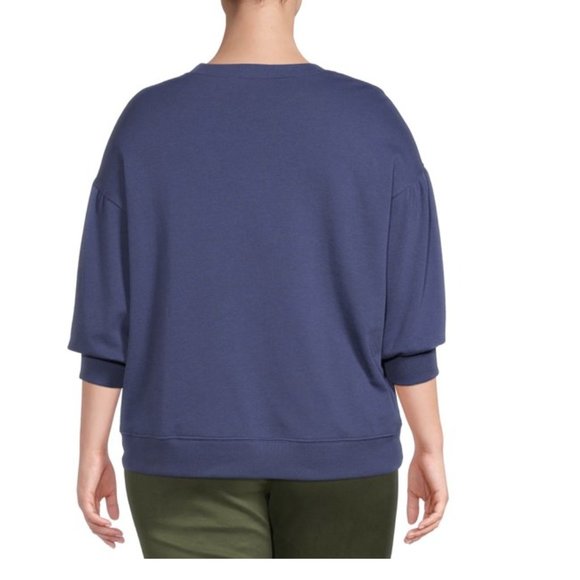 Terra & Sky Women's Puff Sleeve Fashion Sweatshirt nwt - Picture 2 of 9